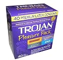 Trojan Pleasure Pack 40 Premium Latex Condoms - Ecstasy, Sensations, Ultra Thin, and ENZ Lubricated - Awesome Assortment