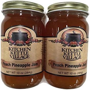 Peach Pineapple Jam, Kitchen Kettle Village (Amish Made), 10 Oz. Jars (Pack of 2)