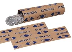 PM Company $2/SecurIT Kraft Flat Nickel Coin Wrappers, 4 Inches Length, Brown/Blue, 20,000/Carton (53005)