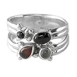 Sterling Silver Garnet and Moonstone Ring by Sajen