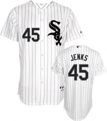 Bobby Jenks Majestic Authentic 2009 Home Pinstripe On-Field Chicago White Sox Jersey - 44
