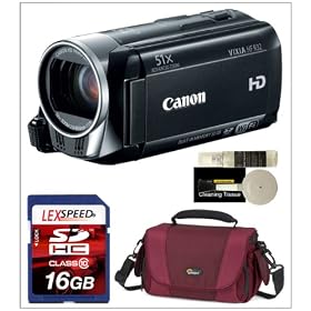 Canon VIXIA HF R32 HFR32 HF-R32 Full HD WIFI Camcorder + 16GB Memory Card + Deluxe Case + Cleaning Kit