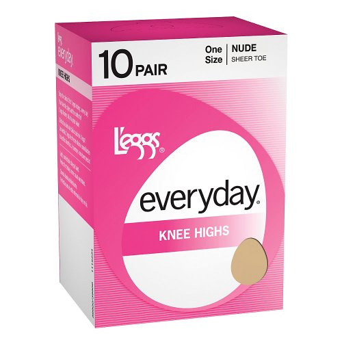 L'eggs Women's Everyday Casual Knee Highs Sheer Toe Panty Hose - ST 10 Pair