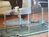 CARA MODERN LARGE COFFEE TABLE, GLASS SHELVES, CHROME LEGS