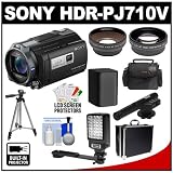 Sony Handycam HDR-PJ710V 32GB 1080p HD Video Camera Camcorder with Projector with Battery + LED Light + (2) Cases + Tripod + Microphone + Telephoto & Wide-Angle Lenses + Accessory Kit