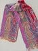 JAMAWAR SHAWL IN PLAID WITH PAISLIES- RED CORAL