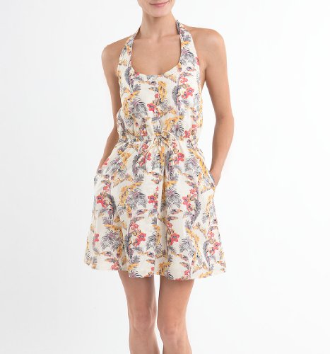 Roxy Halter Tie Print Dress - Yellow X Sml Size