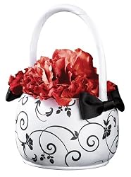 Black and White Flower Girl Basket