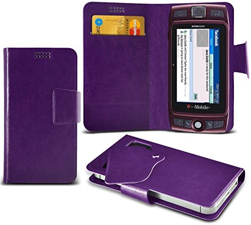 ONX3® (Purple) T-mobile Sidekick LX 2009 Super Thin Faux Leather Wallet Flip Suction Pad Skin Case Cover With Credit / Debit Cards Slot