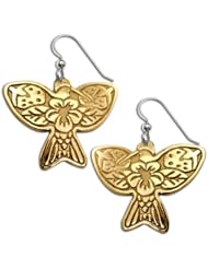 14K Yellow Gold Western Range Hummingbird Earrings. Made in USA.