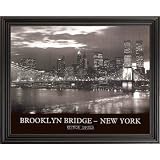 Brooklyn Bridge New York B W Photo Landscape Picture Black Framed Art Print by Art Prints Inc