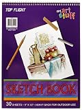 Top Flight Sketch Book, Heavy Back, Top Wire, 9 x 12 Inches, 30 Sheets (63201)
