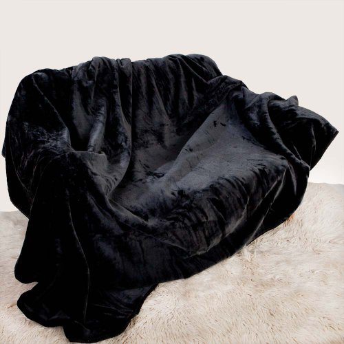 Luxury Soft Plush MINK Throw, EXTRA Large (200cm x 240cm- Suitable for King Size Bed or 2/3 Seater Sofa) Anthracite Black by Viceroybedding