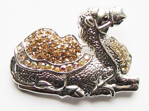 Topaz Crystal Rhinestone Camel Chillin' Smokey Light Animal Brooch Costume Pin