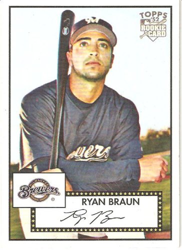 2007 Topps 52 (1952 Rookie Edition) # 20a Ryan Braun (RC - Rookie Card) - Milwaukee Brewers - MLB Baseball Trading Card - Shipped in a Protective Display Case!