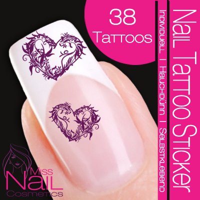 Nail Tattoo Sticker Herz / Floral - beere Preisvergleich