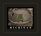 Small The Big House Michigan Wolverines Aerial Framed Print - Black No Mat