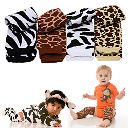 juDanzy zoo leg warmers in cow, giraffe, zebra & leopard for baby, toddler & child