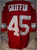 Archie Griffin Autographed/Hand Signed Russell Red Ohio State Buckeyes Jersey with 74/75 Heisman Ins