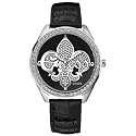 Guess Ladies 'Emblem'  Stone set steel case black/silver dial black strap
