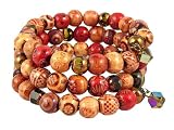 Bracelet - B93 - Handpainted Wooden Bead Wrap Around ~ Round Beads