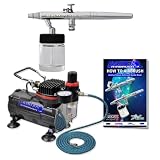 Airbrush Depot Brand Pro Siphon Feed Airbrushing System High Performance Multi-purpose Siphon Feed Dual-action Airbrush Kit with Hose and a Powerful 1/6hp Single Piston Quiet Air Compressor-The Complete Set Now Includes a (FREE) How to Airbrush Training Book to Get You Started