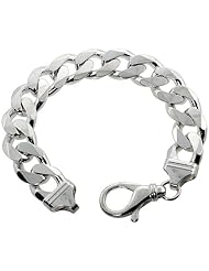 Sterling Silver Italian Curb Chain Necklaces & Bracelets 15.4mm very Heavy weight Beveled Edges Nickel Free, sizes 8 - 30 inch
