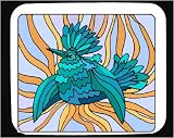 Decorated Mouse Pad with green, blue, exotic, bird