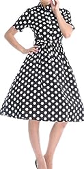 Sexy Short Sleeves Polka Dot Print Mandarin Collar Cocktail Cotton/Nylon/Spandex Vintage  Dress