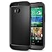 HTC One M8 Case, Spigen® [Non Slip] [AIR CUSHION] HTC One M8 Case Protective [Slim Armor] [Smooth Black] Air Cushioned Non Slip SF Coated Dual Layer Protective Case for The All New HTC One / HTC One M8 / HTC One 2 / HTC One 2014 (2014) - Smooth Black (SGP10813)