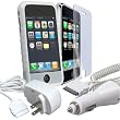 Eforcity All-in-One iPhone Accessory Bunlde -- High Quality Silicone Skin Case w/ Belt Clip+ Reusable Screen Protecot + Travel / Home Charger + Rapid Car Charger.