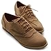 Ollio Women's Shoe Ballet Flat Faux Suede Wingtip Lace Up Oxford