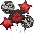 Creative Converting 5 Piece Operation Camo Metallic Balloon Cluster, Gray