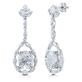 925 Sterling Silver Tear Drop Dangle Earrings In Cubic Zirconia Cz