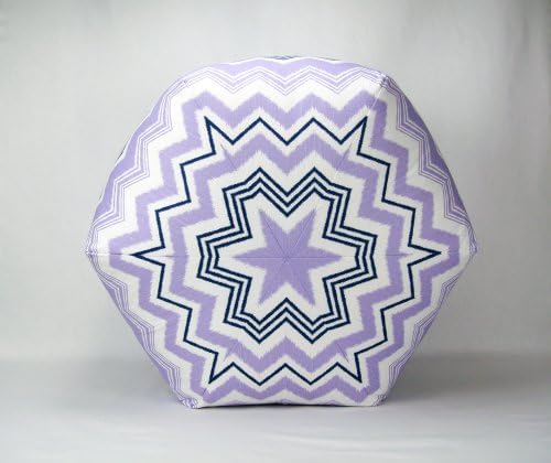 26" Floor Ottoman Pouf Pillow, Lavender, Navy Blue and White Ikat Chevron Zig Zag