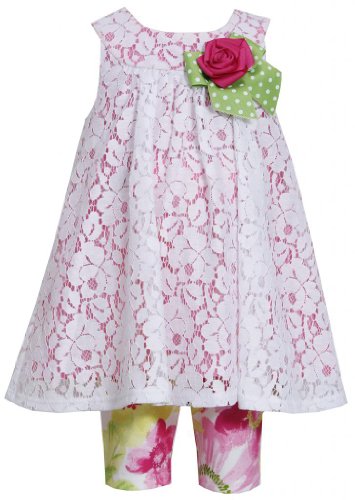 Bonnie Baby Baby Girls' Lace U Neck Over Denier To Floral Print Capri