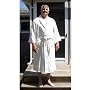 Men's Bamboo Terry Bathrobe; Bamboo / Cotton Bath Robe for Men (70% Bamboo, 30% Cotton). Natural White. Luxury Spa Robe par excellence.