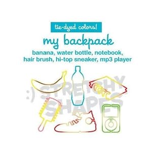 Pack of 24 MY BACKPACK Stretchy Shapes: TIE-DYE COLORED Rubber Bands by 