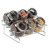 6 Jar Metal and Glass Food Spice Kitchen Storage Container Rack - MyGift
