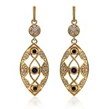 One of a Kind 7/8ctw Blue Sapphire & Round Diamond Earrings in 18kt Gold (HI/SI)
