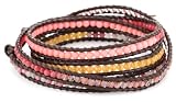 Chan Luu Salmon Coral Mix On Brown Leather Wrap Bracelet