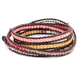Chan Luu Salmon Coral Mix On Brown Leather Wra