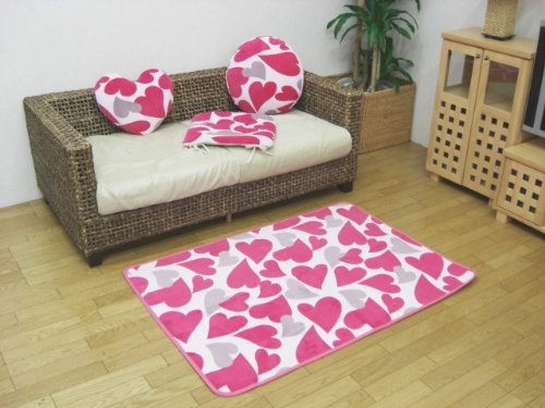 ふわふわサンゴマイヤー 洗えるウォッシャブルラグカーペット 『WSハート』 サイズ：130×185cm カラー：ピンク（4631169） 