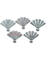 Silverflake -Marcasite Fan Pin Brooch w Cubic Zirconia CZ