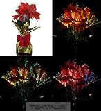 Tektrum 18″ Red Poinsettia Pot With Rainbow Color Changing Fiber Optic Lights