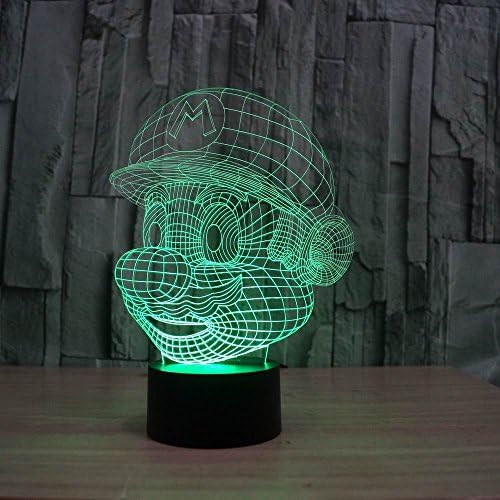 Saiam Novelty Super Mario Shape 3D Illusion LED Night Light Cartoon Atmosphere Switch 5w ABS LED Lamp with 7 Color Light