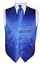 Men's Dress Vest & NeckTie ROYAL BLUE Woven Neck Tie Horizontal Stripe Design sz XXL