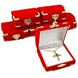 6 Red Flocked Pendant Gift Boxes Jewelry Case Displays