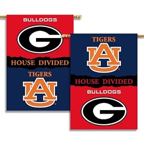 NCAA Georgia - Auburn 2-Sided 28-by-40 inch House Banner with  Pole Sleeve- Rivalry House Divided