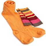 Country Kids Girls  2 Pack Striped Legwarmer/Organic Cotton Tight, Pink, Orange, 3-5